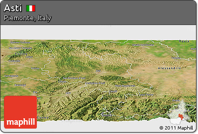 Satellite Panoramic Map of Asti