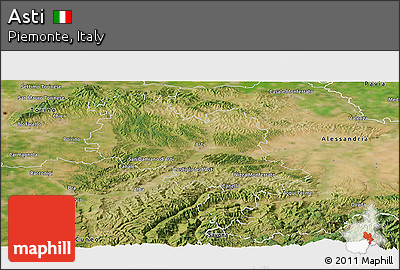 Satellite Panoramic Map of Asti