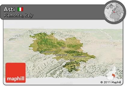 Satellite Panoramic Map of Asti, lighten