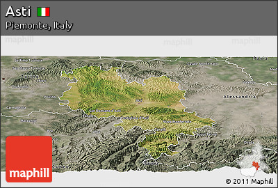 Satellite Panoramic Map of Asti, semi-desaturated
