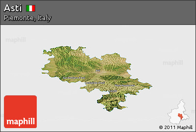 Satellite Panoramic Map of Asti, single color outside