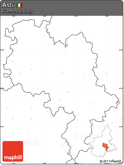 Blank Simple Map of Asti, no labels