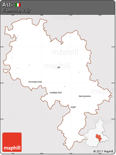 Classic Style Simple Map of Asti, cropped outside