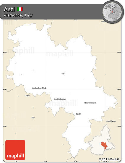Classic Style Simple Map of Asti