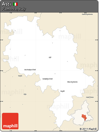 Classic Style Simple Map of Asti
