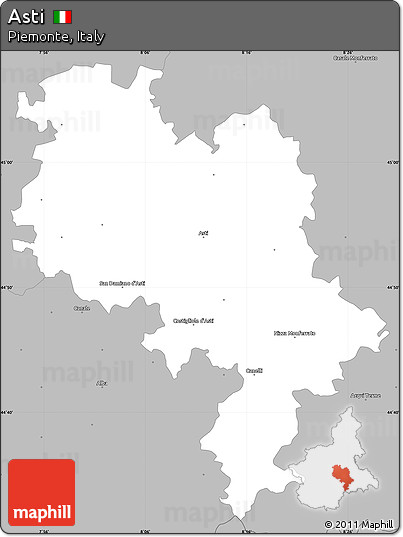 Gray Simple Map of Asti