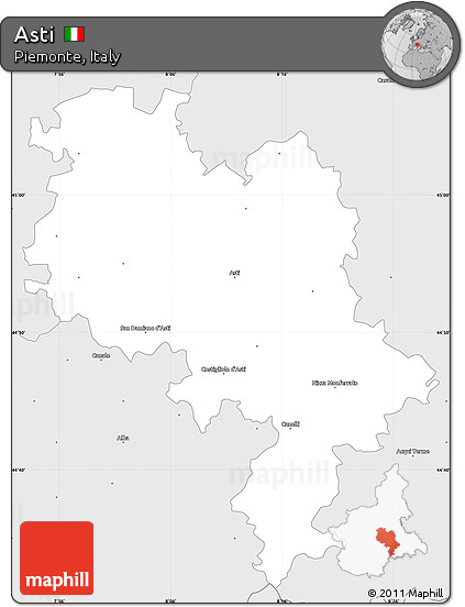 Silver Style Simple Map of Asti