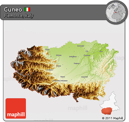 Physical 3D Map of Cuneo, cropped outside