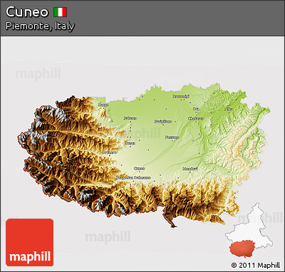 Physical 3D Map of Cuneo, cropped outside