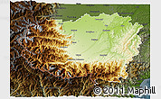 Physical 3D Map of Cuneo, darken