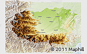Physical 3D Map of Cuneo, lighten