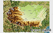 Physical 3D Map of Cuneo, satellite outside