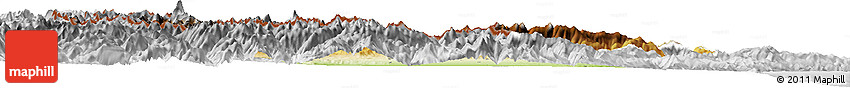Physical Horizon Map of Cuneo, lighten, desaturated