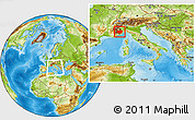 Physical Location Map of Cuneo, within the entire country