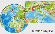 Physical Location Map of Cuneo, highlighted parent region, within the entire country
