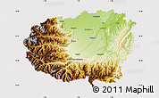 Physical Map of Cuneo, cropped outside