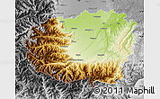 Physical Map of Cuneo, desaturated