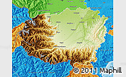Physical Map of Cuneo, political outside