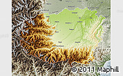 Physical Map of Cuneo, semi-desaturated