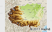Physical Map of Cuneo, shaded relief outside