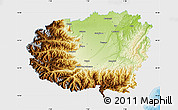 Physical Map of Cuneo, single color outside