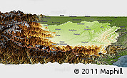 Physical Panoramic Map of Cuneo, darken