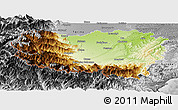 Physical Panoramic Map of Cuneo, desaturated