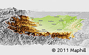 Physical Panoramic Map of Cuneo, lighten, desaturated