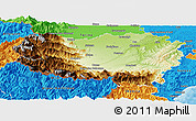 Physical Panoramic Map of Cuneo, political outside