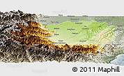 Physical Panoramic Map of Cuneo, semi-desaturated