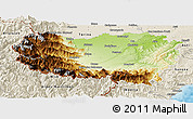 Physical Panoramic Map of Cuneo, shaded relief outside