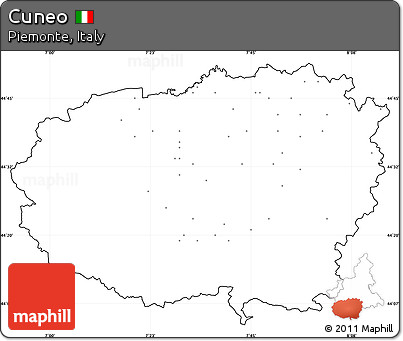 Blank Simple Map of Cuneo, cropped outside, no labels