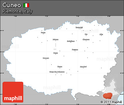 Gray Simple Map of Cuneo, single color outside