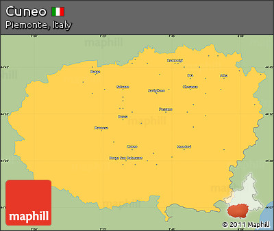 Savanna Style Simple Map of Cuneo, single color outside