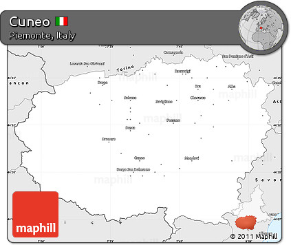 Silver Style Simple Map of Cuneo