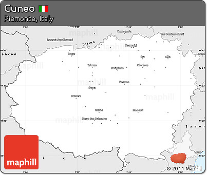 Silver Style Simple Map of Cuneo