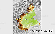 Physical Map of Piemonte, lighten, desaturated