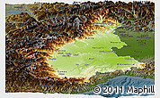 Physical Panoramic Map of Piemonte, darken