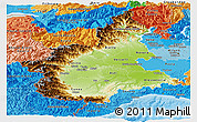 Physical Panoramic Map of Piemonte, political shades outside