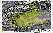 Satellite Panoramic Map of Piemonte, desaturated