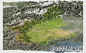 Satellite Panoramic Map of Piemonte, semi-desaturated