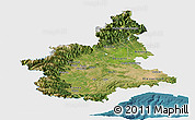 Satellite Panoramic Map of Piemonte, single color outside