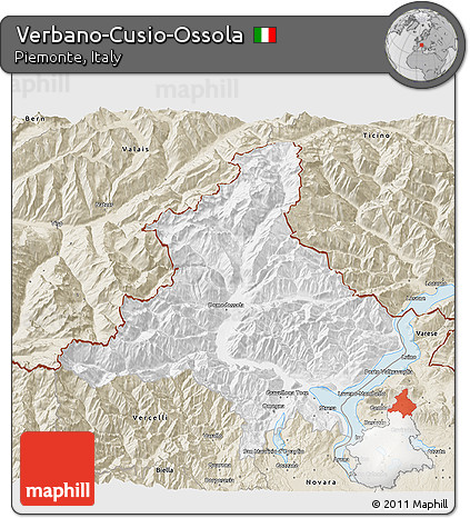Classic Style 3D Map of Verbano-Cusio-Ossola