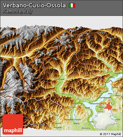 Physical 3D Map of Verbano-Cusio-Ossola