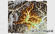 Physical 3D Map of Verbano-Cusio-Ossola, semi-desaturated