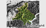Satellite 3D Map of Verbano-Cusio-Ossola, desaturated