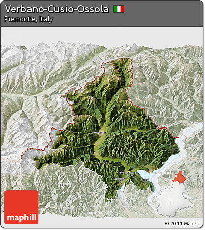 Satellite 3D Map of Verbano-Cusio-Ossola, lighten