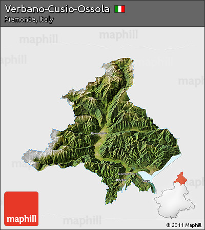 Satellite 3D Map of Verbano-Cusio-Ossola, single color outside