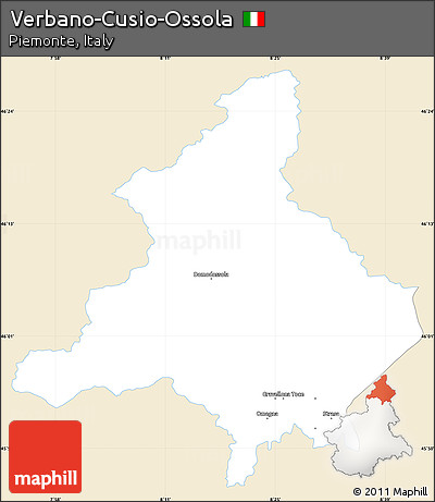 Classic Style Simple Map of Verbano-Cusio-Ossola, single color outside