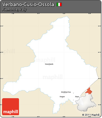 Classic Style Simple Map of Verbano-Cusio-Ossola, single color outside